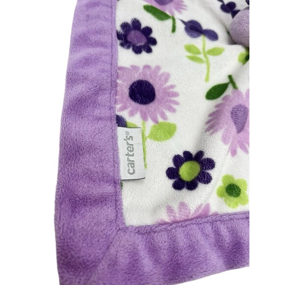 Carters Purple Bear Floral Security Blanket Baby Lovey 13x13 Inches Blankie - Picture 10 of 15